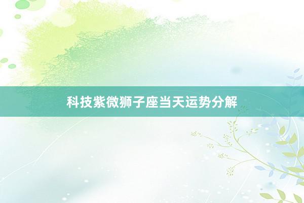 科技紫微狮子座当天运势分解