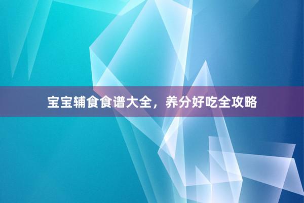 宝宝辅食食谱大全，养分好吃全攻略