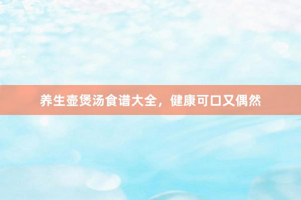 养生壶煲汤食谱大全，健康可口又偶然